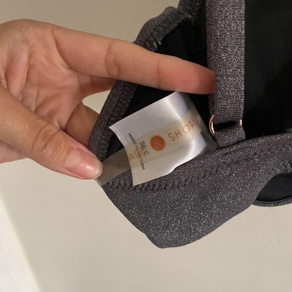 Shade & Shore 36C Bikini Top Dark Gray Metallic Finish Wired Adjustable Strap - Picture 5 of 7